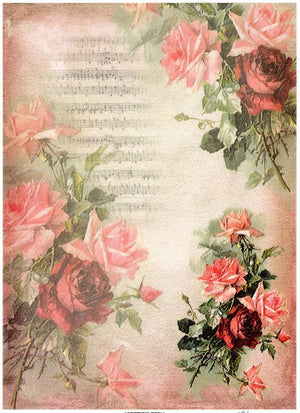 Reispapier A4 - Red rose with score - Bastelschachtel - Reispapier A4 - Red rose with score