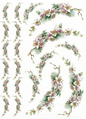 Reispapier A4 - Rose garlands - Bastelschachtel - Reispapier A4 - Rose garlands