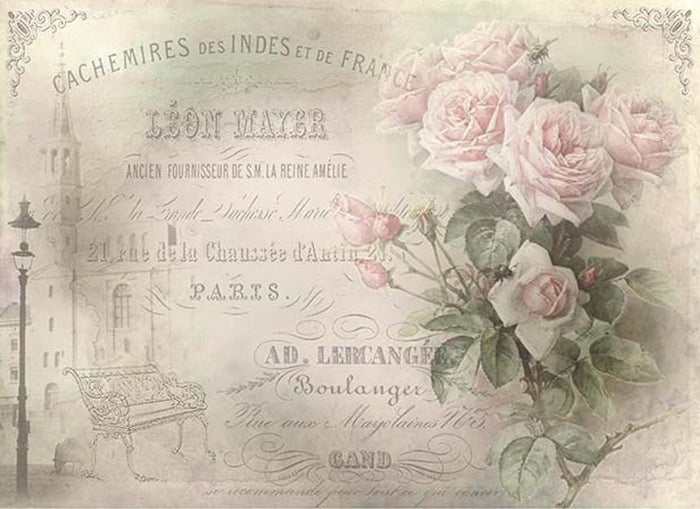 Reispapier A4 - Rosen von Paris