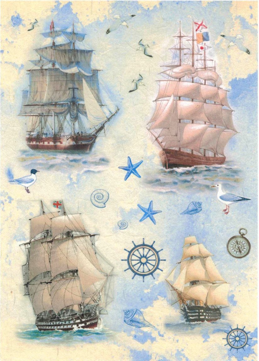 Reispapier A4 - Sailing ships - Bastelschachtel - Reispapier A4 - Sailing ships