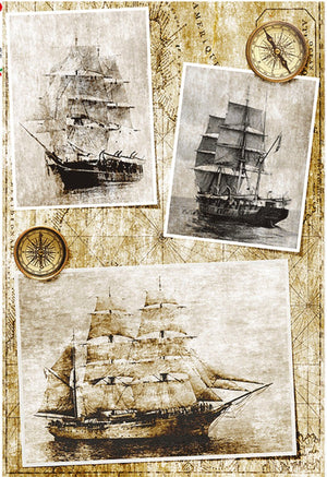 Reispapier A4 - Sailor`s memory - Bastelschachtel - Reispapier A4 - Sailor`s memory