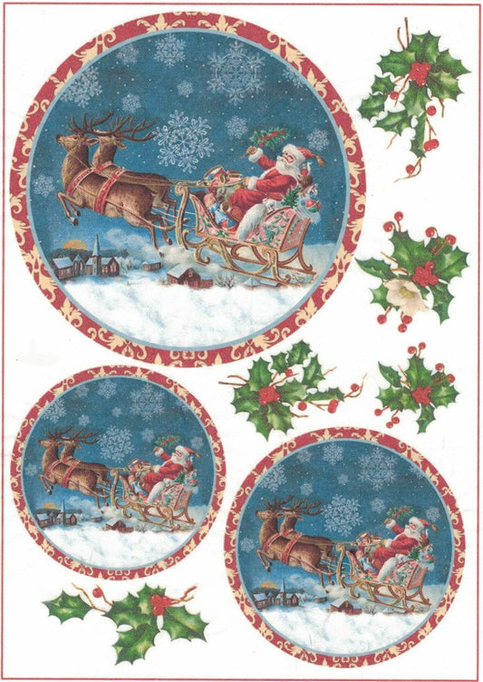 Reispapier A4 - Santa Claus on the way - Bastelschachtel - Reispapier A4 - Santa Claus on the way