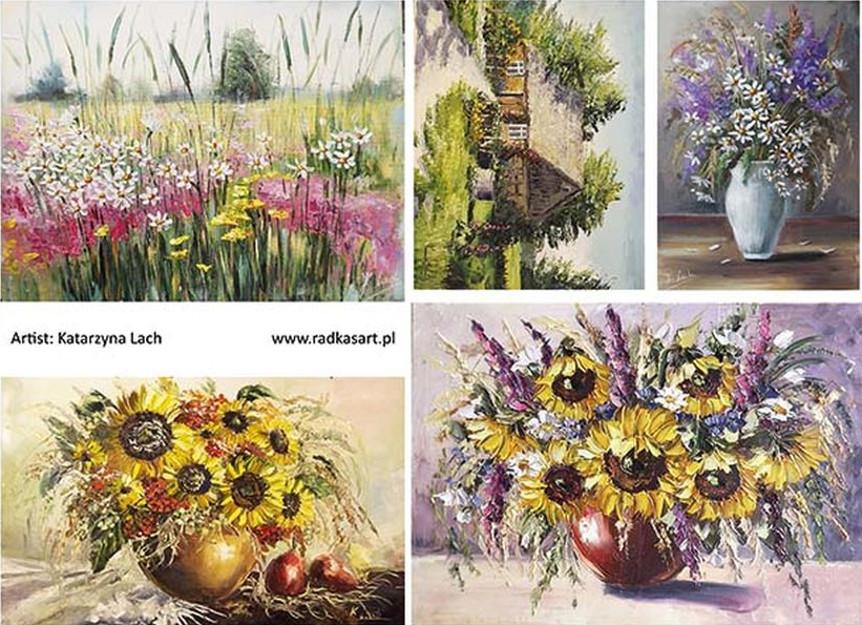 Reispapier A4 - Stillleben mit Sonnenblume - Bastelschachtel