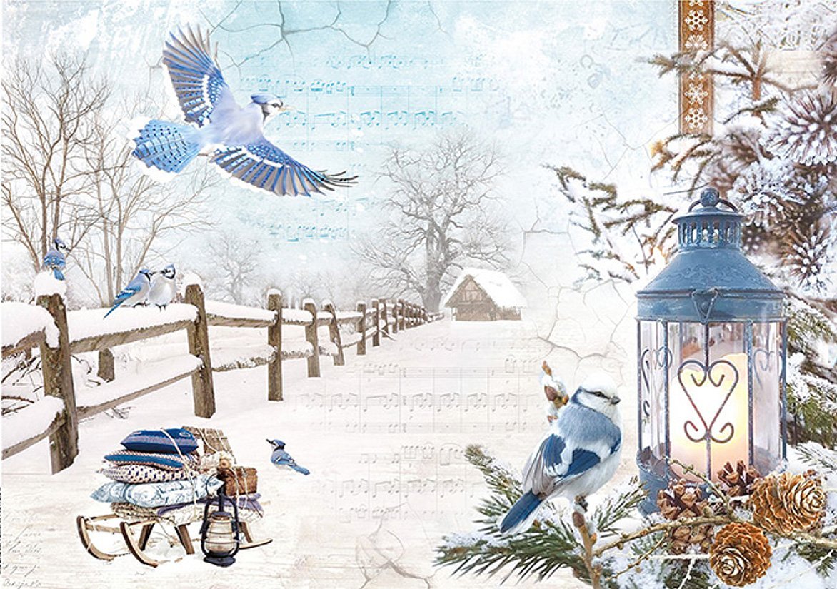 Reispapier A4 - The world changes when it snows - Bastelschachtel - Reispapier A4 - The world changes when it snows