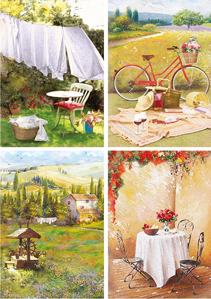 Reispapier A4 - Under the tuscan sun cards - Bastelschachtel