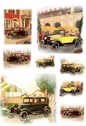 Reispapier A4 - Vintage cars - Bastelschachtel - Reispapier A4 - Vintage cars