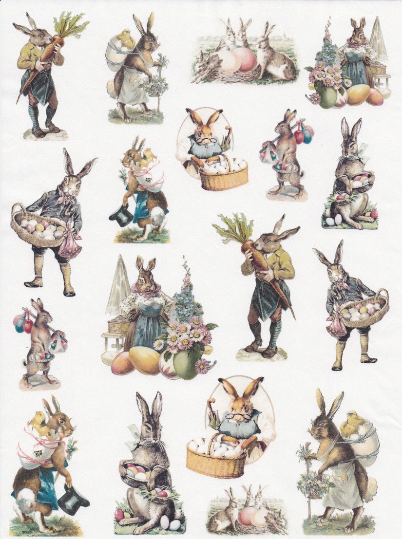 Reispapier A4 - Vintage easter bunnies - Bastelschachtel