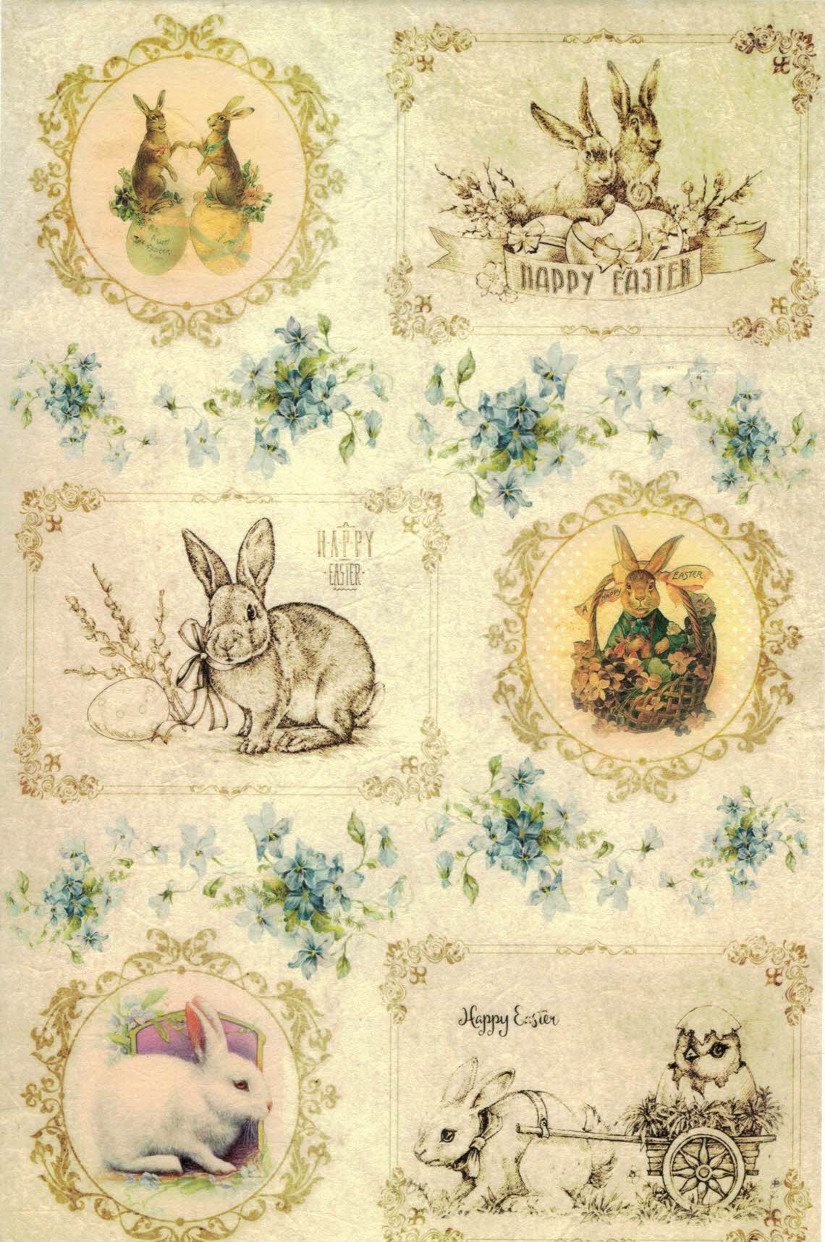 Reispapier A4 - Vintage easter - Bastelschachtel - Reispapier A4 - Vintage easter