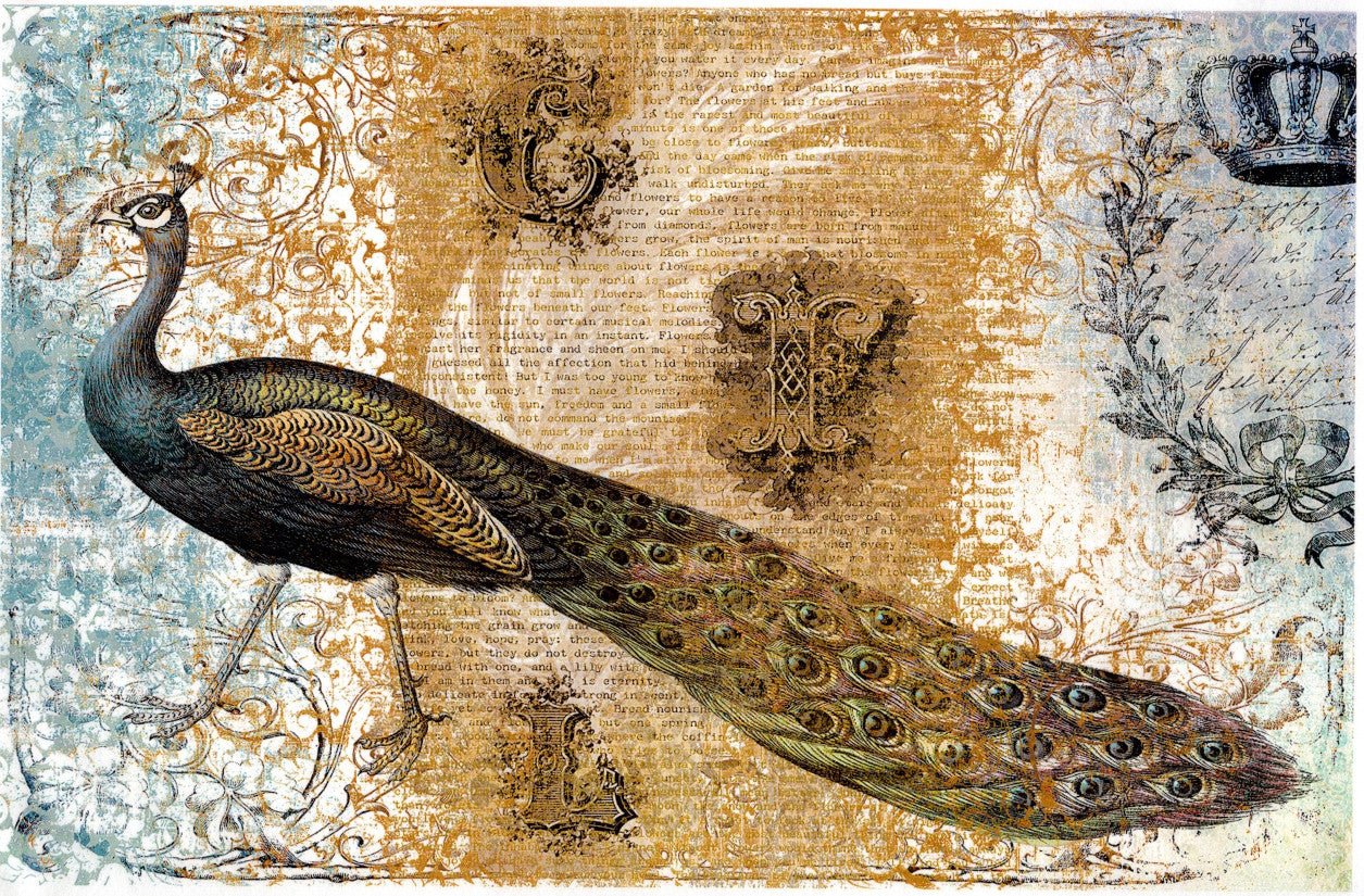 Reispapier A4 - Vintage peacock - Bastelschachtel