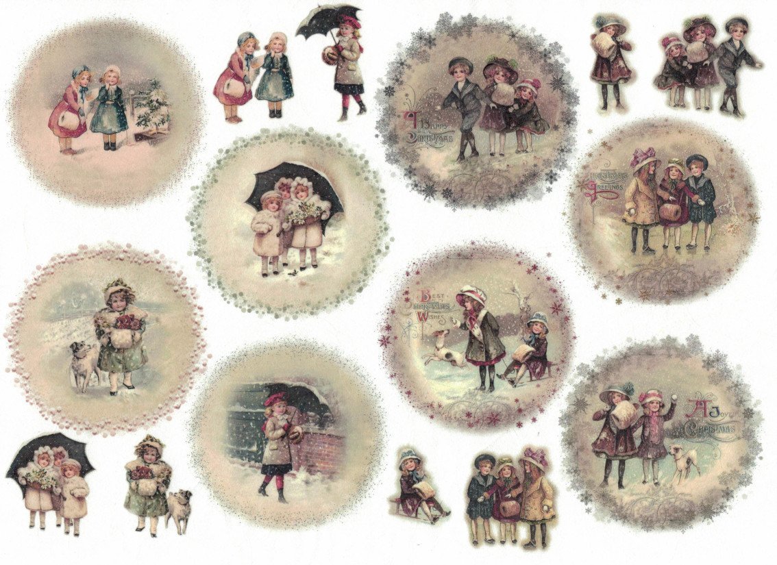 Reispapier A4 - Vintage winter 1. - Bastelschachtel