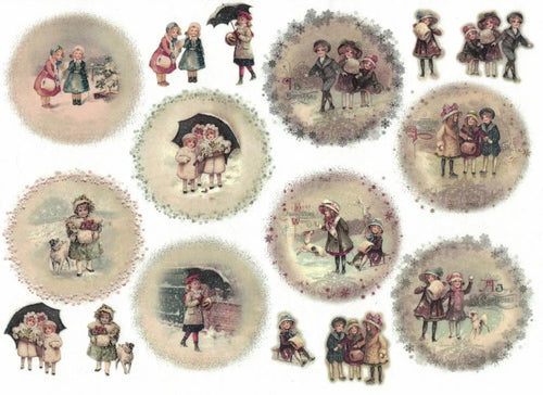 Reispapier A4 - Vintage winter 1. - Bastelschachtel