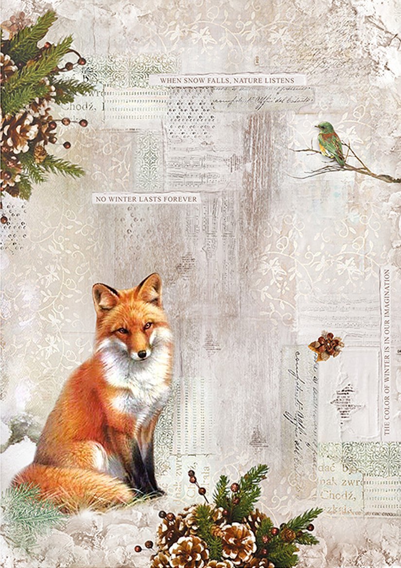 Reispapier A4 - When snow falls nature listens - Bastelschachtel