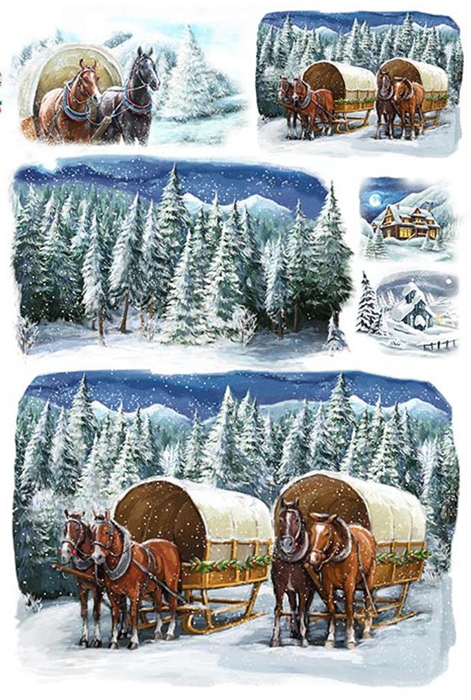 Reispapier A4 - Winter carriage - Bastelschachtel - Reispapier A4 - Winter carriage