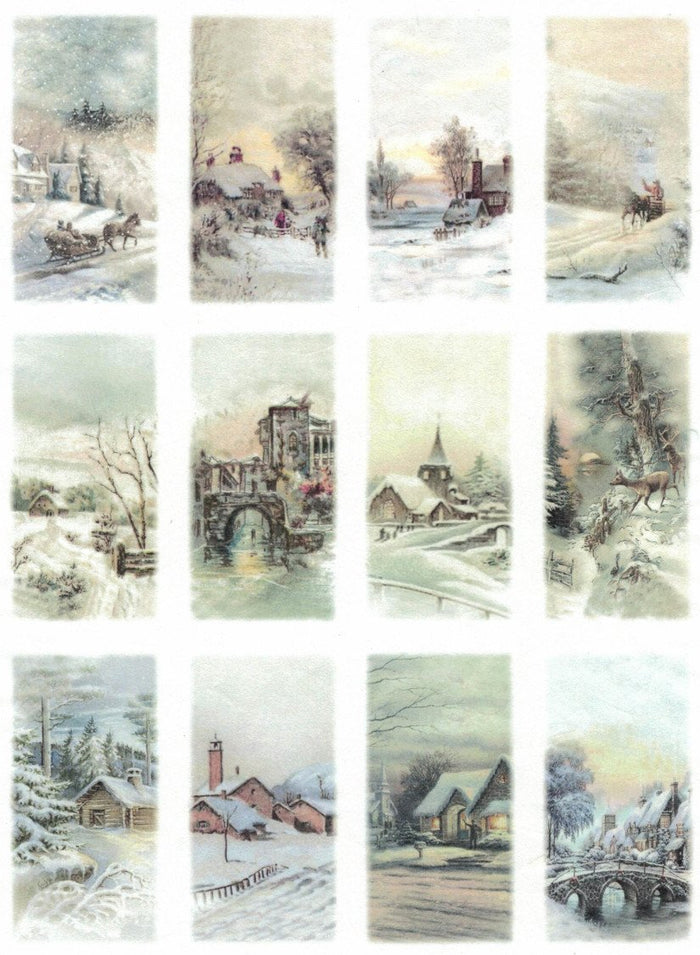 Reispapier A4 - Winter dreamland village