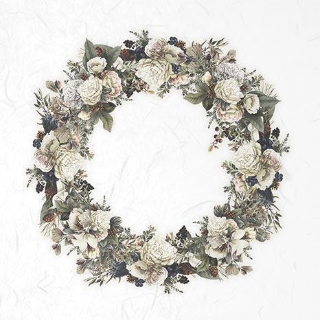 Reispapier Set 15x15cm - White flowers - Bastelschachtel
