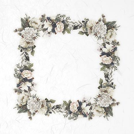 Reispapier Set 15x15cm - White flowers - Bastelschachtel