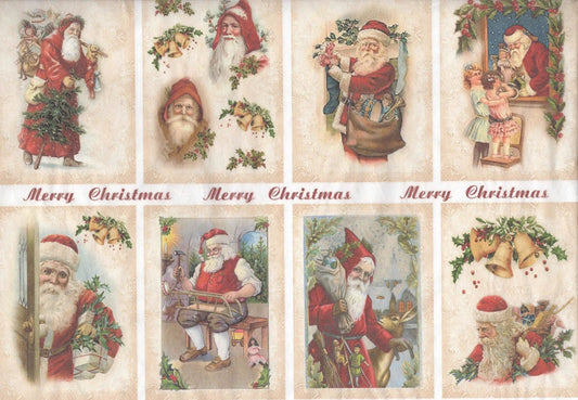 Reispapier 32x45cm - Merry christmas Santa - Bastelschachtel - Reispapier 32x45cm - Merry christmas Santa
