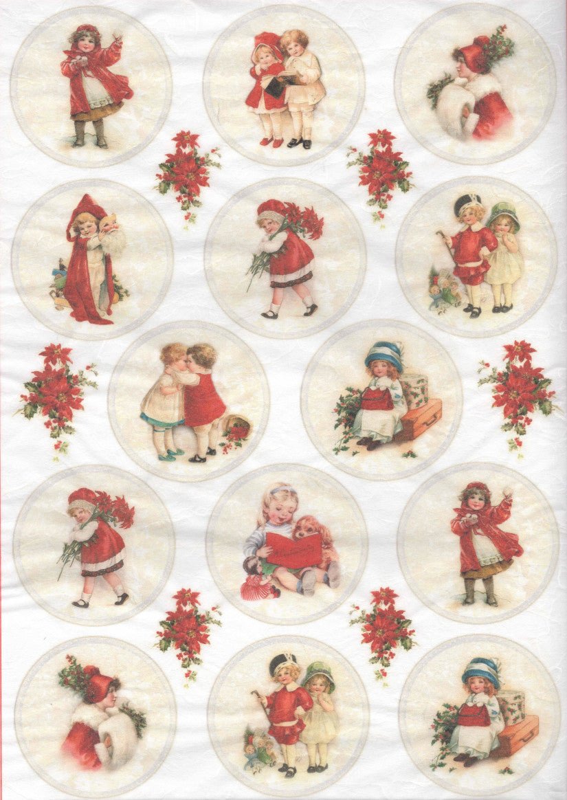 Reispapier 32x45cm - Winter joy rounds - Bastelschachtel - Reispapier 32x45cm - Winter joy rounds