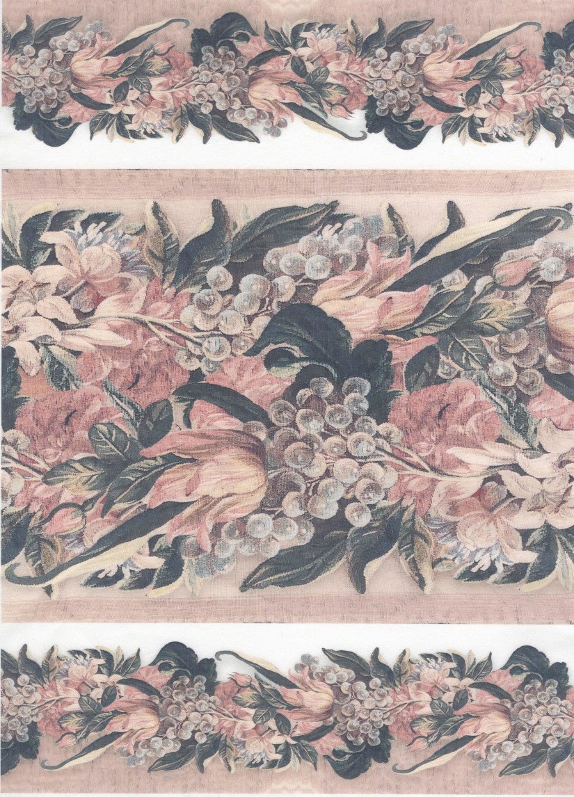 Reispapier A3 - Antique flowers border - Bastelschachtel - Reispapier A3 - Antique flowers border