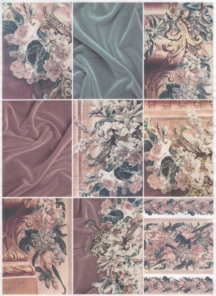 Reispapier A3 - Antique flowers collage