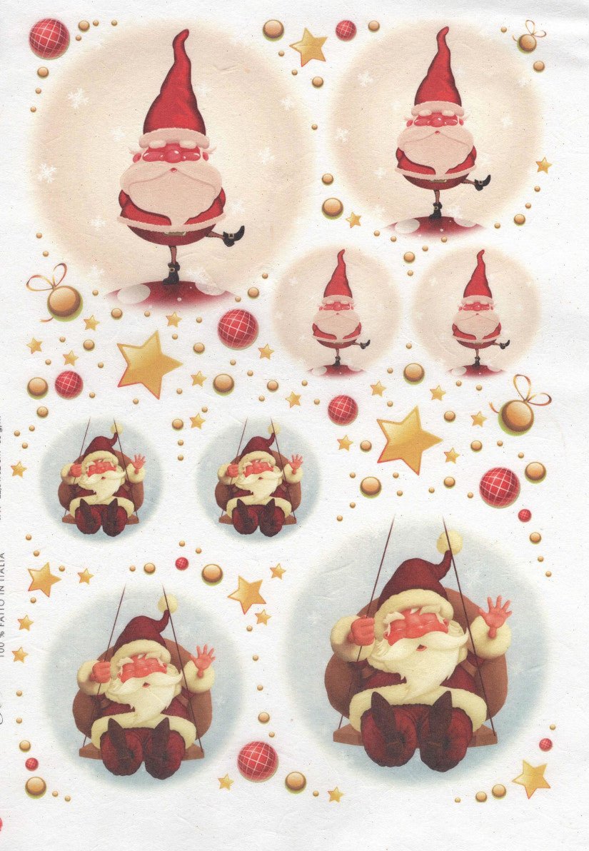 Reispapier A3 - Funny Santa rounds - Bastelschachtel - Reispapier A3 - Funny Santa rounds