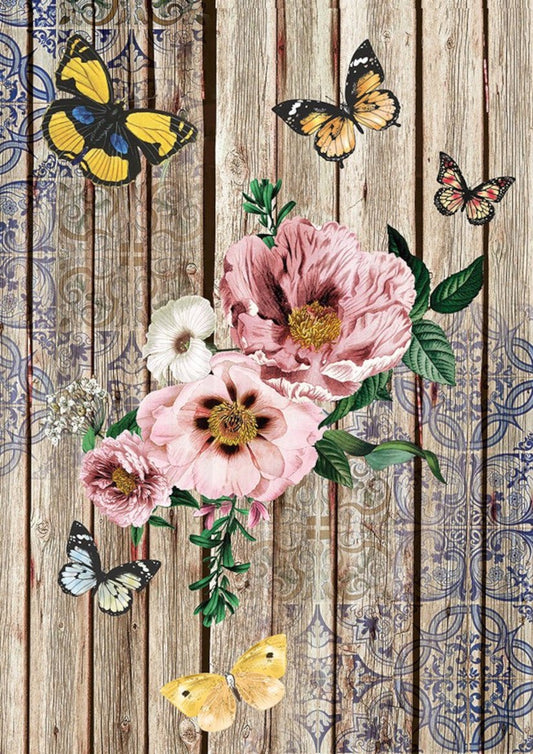 Reispapier A4 - Flowers on board - Bastelschachtel - Reispapier A4 - Flowers on board