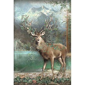 Reispapier A4 - Magic forest Deer - Bastelschachtel - Reispapier A4 - Magic forest Deer