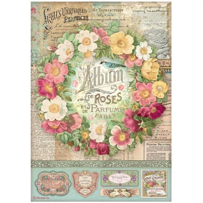 Reispapier A4 - Rose parfum album de roses