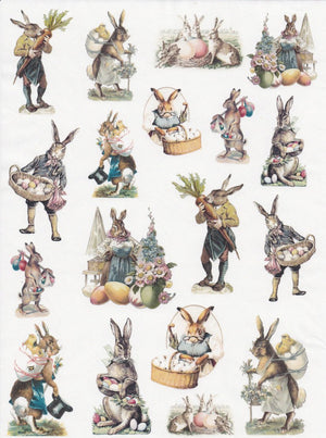 Reispapier A4 - Vintage easter bunnies - Bastelschachtel - Reispapier A4 - Vintage easter bunnies
