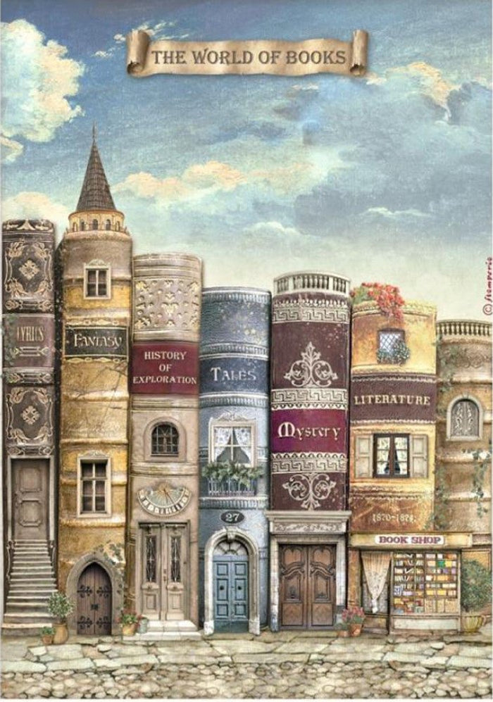 Reispapier A4 - Vintage library - The world of book