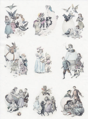 Reispapier A3 - Vintage village easter - Bastelschachtel - Reispapier A3 - Vintage village easter