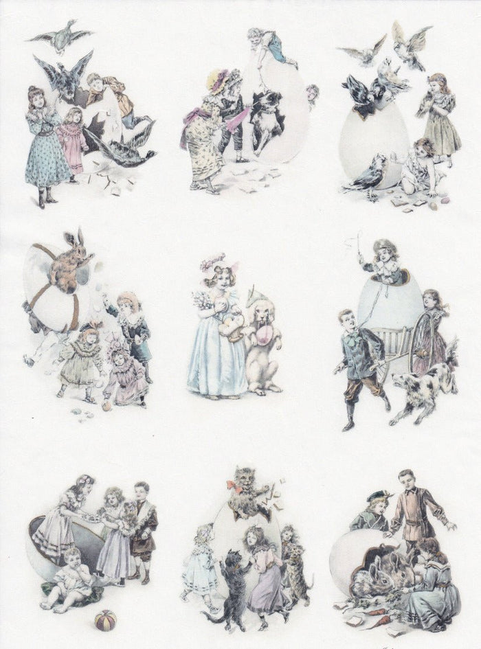Reispapier A3 - Vintage village easter