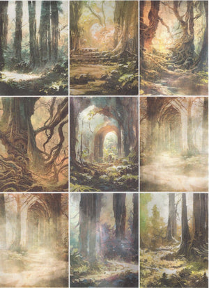 Reispapier A3 - Forest tales collage - Bastelschachtel - Reispapier A3 - Forest tales collage
