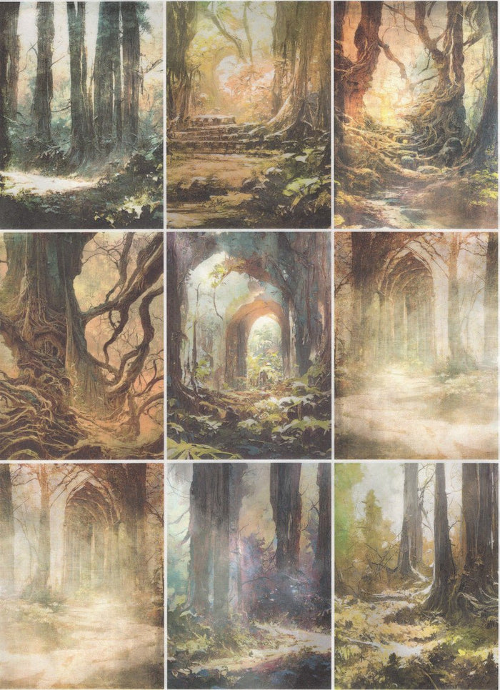 Reispapier A3 - Forest tales collage