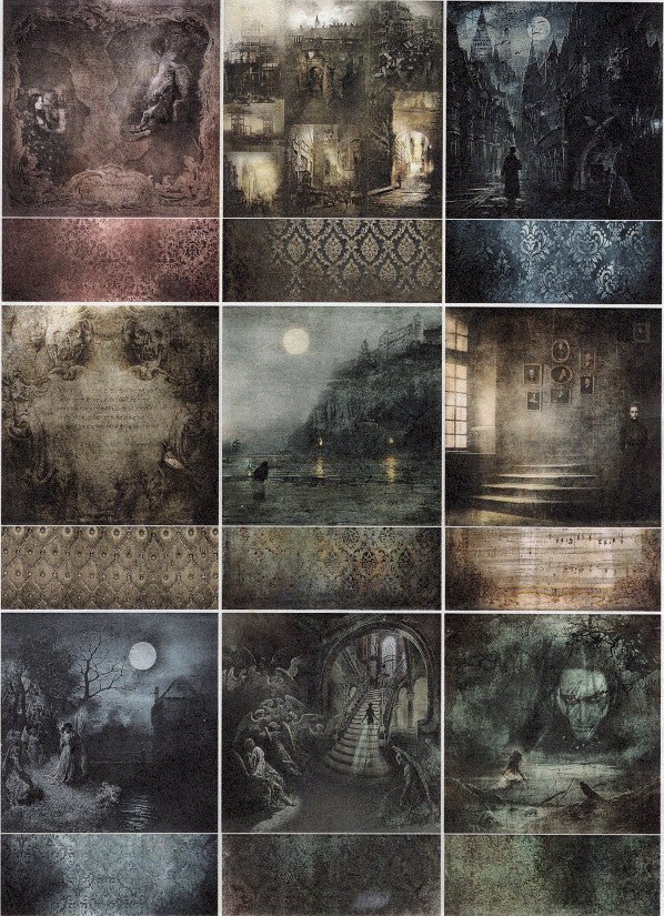 Reispapier A4 - Dark night collage