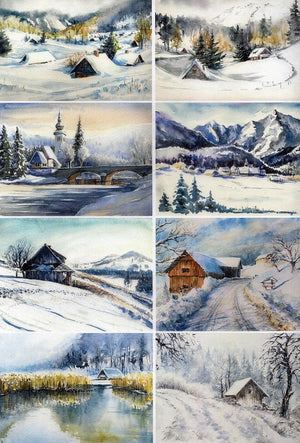 Reispapier A3 - Landscape winter - Bastelschachtel - Reispapier A3 - Landscape winter