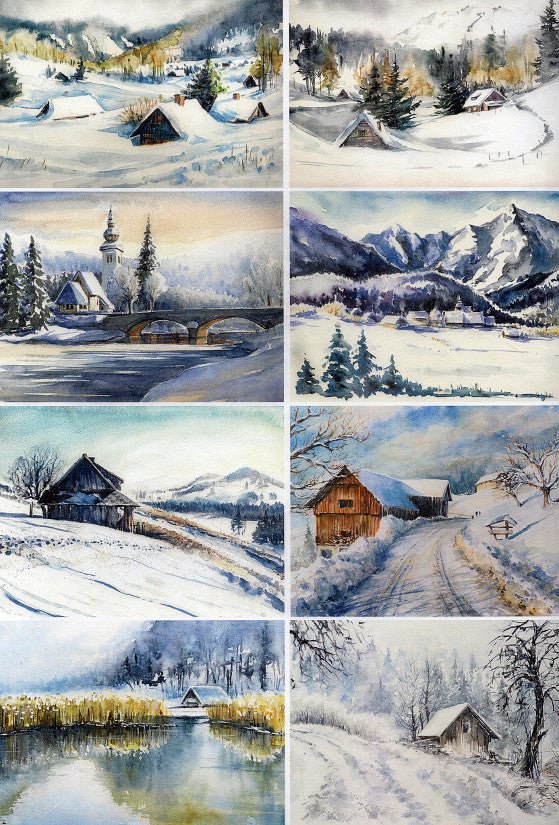 Reispapier A3 - Landscape winter