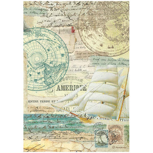 Reispapier A4 - Around the world - Sailing ship - Bastelschachtel - Reispapier A4 - Around the world - Sailing ship