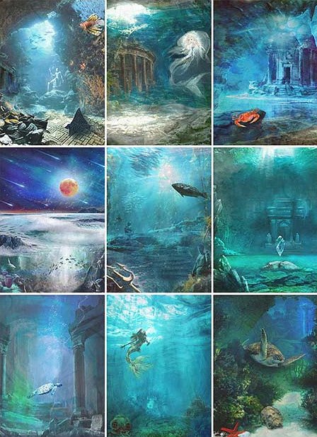 Reispapier A3 - Atlantis collage - Bastelschachtel - Reispapier A3 - Atlantis collage