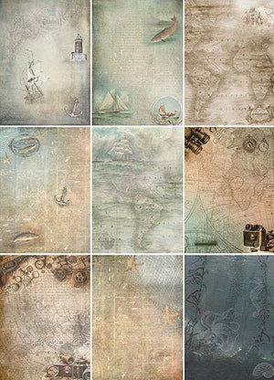 Reispapier A3 - Sailor collage - Bastelschachtel - Reispapier A3 - Sailor collage