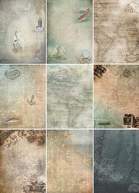 Reispapier A3 - Sailor collage