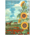 Reispapier A4 - Sunflower Art and horses - Bastelschachtel - Reispapier A4 - Sunflower Art and horses