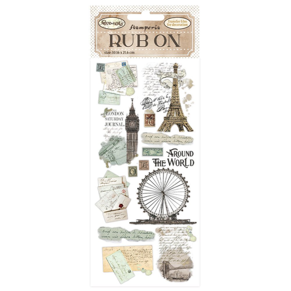 Rub on 10,2x21,6cm - Around the world monuments - Bastelschachtel