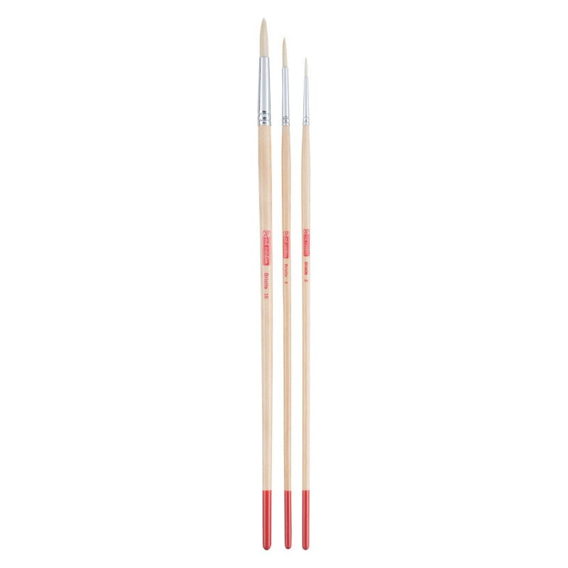 Runde Pinsel Set mit langem Stiel 3teilig - Bastelschachtel