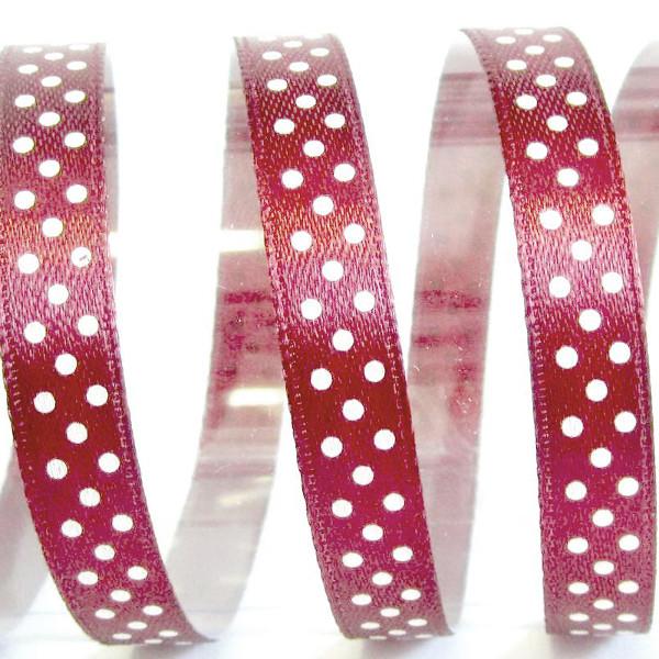 Satinband Punkte 10mm bordeaux - Bastelschachtel - Satinband Punkte 10mm bordeaux