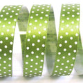 Satinband Punkte 15mm olive - Bastelschachtel