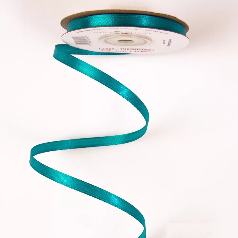 Satinband uni 6mm türkis - Bastelschachtel - Satinband uni 6mm türkis