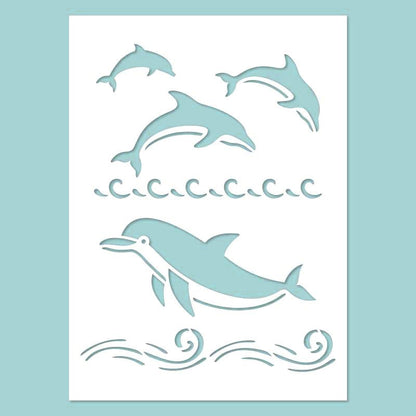 Schablone 14,5x20cm - Delfine - Bastelschachtel - Schablone 14,5x20cm - Delfine