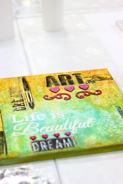 Schablone 14,5x20cm - Life is beautiful - Bastelschachtel - Schablone 14,5x20cm - Life is beautiful