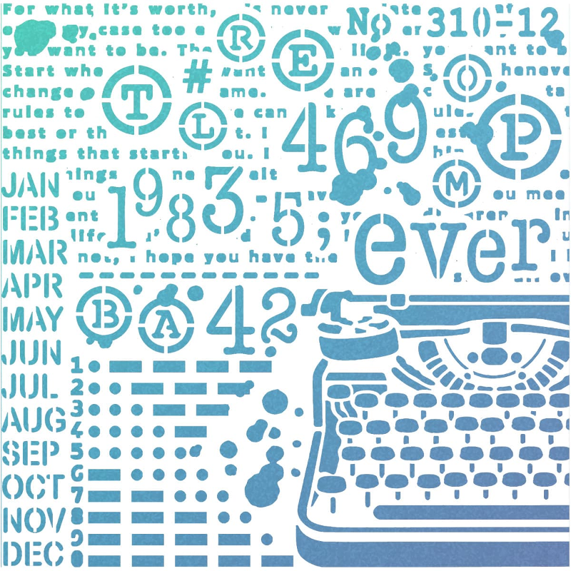 Schablone 20x20cm - Typewriting - Bastelschachtel